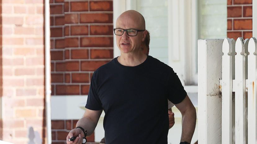 mikerowehome Department of Communities boss Mike Rowe refused to answer questions on Saturday over a raid he is understood to have instigated on one of his employees. Pictured is Mike outside his home in Shenton Park. Credit: Justin Benson-Cooper/The West Australian