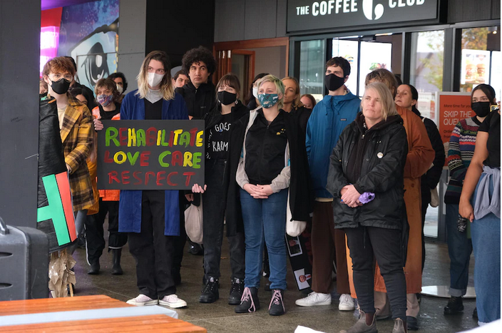 Protesters are worried the relocation will have a damaging impact on the boys' mental health. (ABC News: Abby Richards)