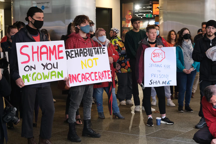 There were protests against the decision to relocate the youth detainees to Casuarina Prison. (ABC News: Abby Richards)