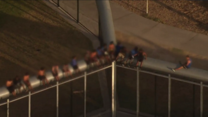 Banksia Hill detainees at a riot on New Years Eve. Credit: Nine News