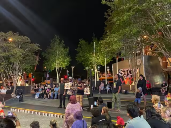 A vigil in memory of Aubrey Donahue garners hundreds with family and loved ones taking to the microphone. Credit: NITV/Tanisha Williams