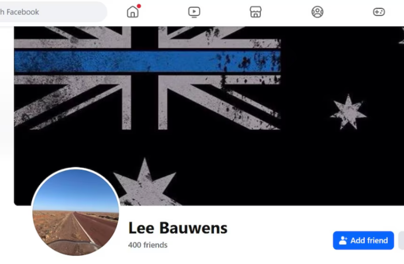 lee-bauwens-thin-blue-line NT Police Sergeant Lee Bauwens chose to display the Thin Blue Line flag as his Facebook cover image for more than three years until last week when the ABC sent an inquiry. (Facebook)